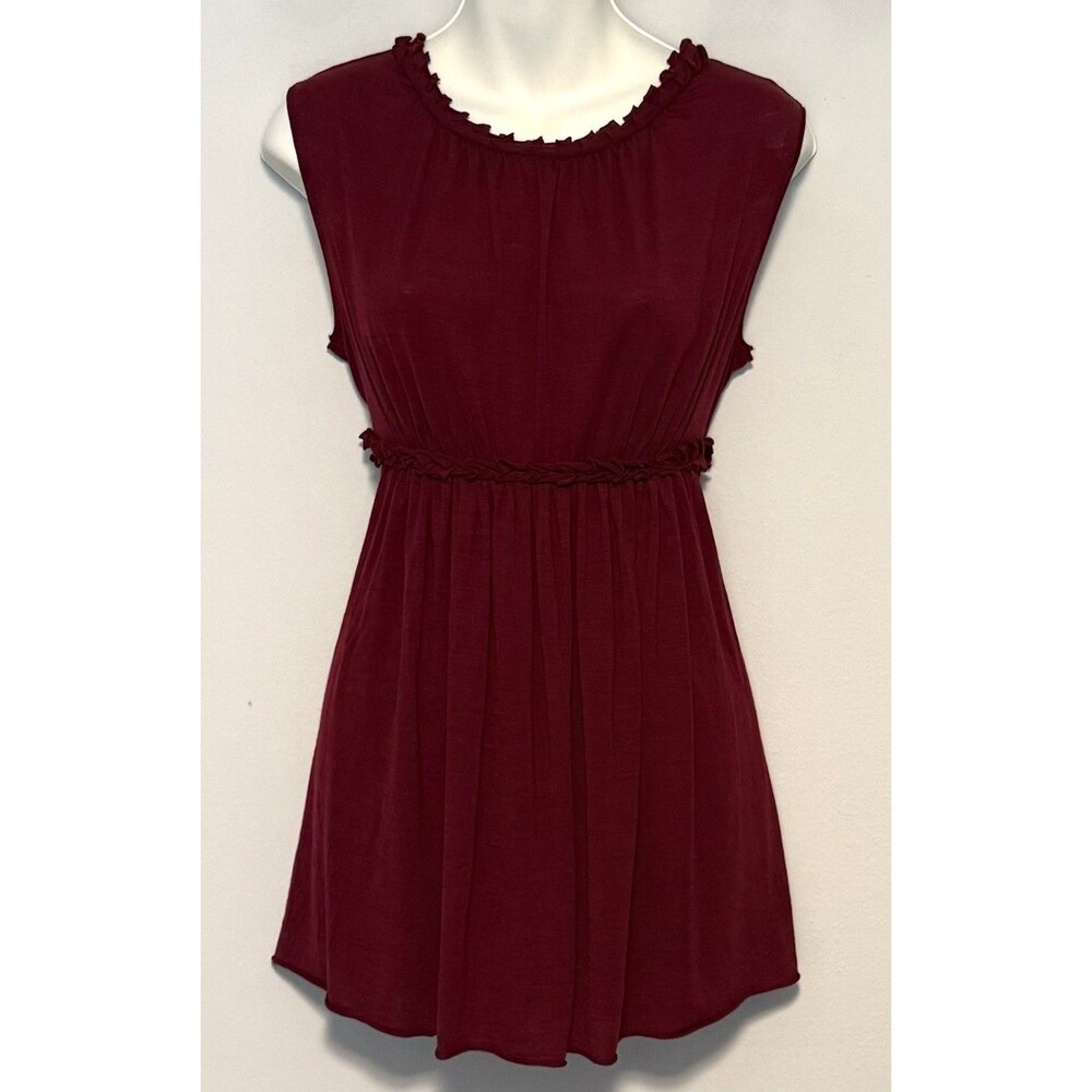 Susana Monaco Babydoll Top Sz S Burgundy Wool Blend Sleeveless 90s Y2K
